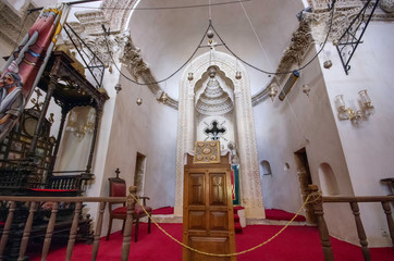 Mardin / Turkey - May 19 / 2015: Altar of Mor Hananyo aka. Deyrulzafaran monastery