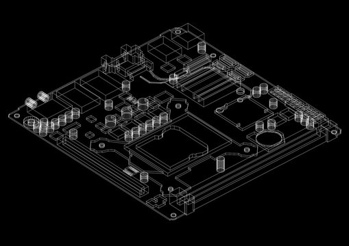 Computer Motherboard Architect blueprint 