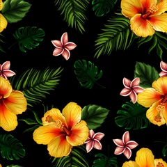 Foto op Plexiglas seamless flower with leaves pattern design  © DNZ CreativeDesign