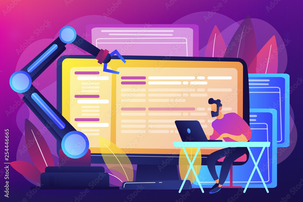 Poster open automation architecture concept vector illustration.