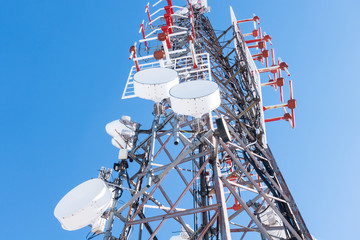 Telecommunication network repeaters, base transceiver station. Tower wireless communication antenna...