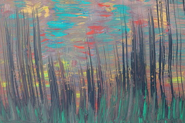 Abstrakte Zeichnung mit Gouache gemalt. © Dmitro