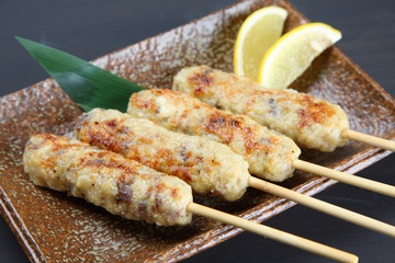 Japanese chicken meatloaf skewers