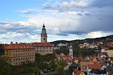 Fototapeta na wymiar View of the town of Czech Krumlov, registered in the UNESCO World Heritage List, Slide-Castle
