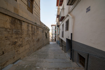 Fototapeta na wymiar Streets through the medieval village of Morella