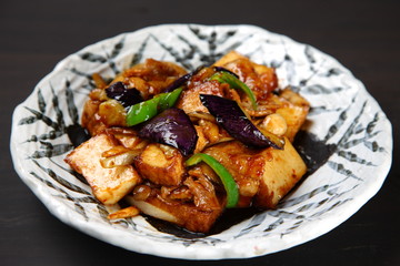 Thick fried tofu and eggplant miso Seasoned stir-fry