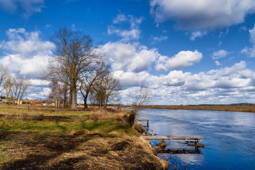 Rzeka Supraśl i Narew. Złotoria nad Narwią. Wiosna w dolinie Narwi i Supraśli. Podlasie, Polska © podlaski49