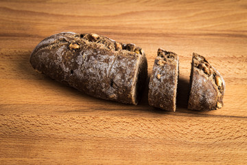 small whole grain bread stick with freshly made walnuts