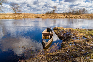 Rzeka Supraśl i Narew. Złotoria nad Narwią. Wiosna w dolinie Narwi i Supraśli. Podlasie, Polska © podlaski49
