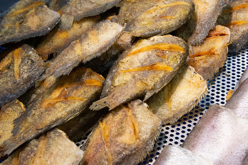 Dried fish fry for crispy, Dry fish for fried to eat  in the fish market