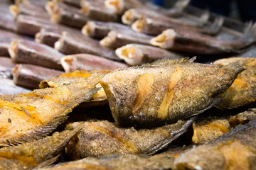 Dried fish fry for crispy, Dry fish for fried to eat  in the fish market