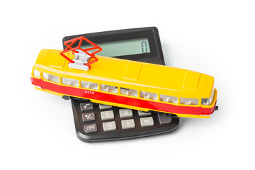 Calculator and toy tram