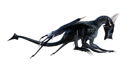 3D Rendering Fairy Tale Dragon on White