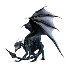 3D Rendering Fairy Tale Dragon on White