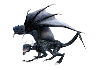 3D Rendering Fairy Tale Dragon on White