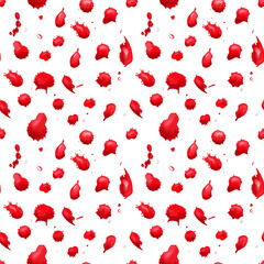 Red blood drops on white, seamless pattern
