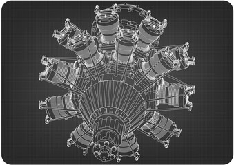 Radial engine on a gray