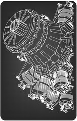 Radial engine on a gray