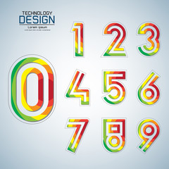 Abstract number set design colourful Modern style vector illustrator