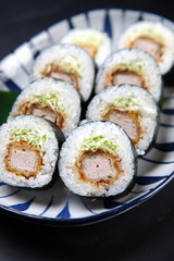 Pork cutlet sushi rolls