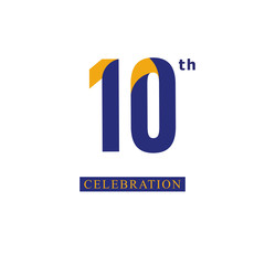 10 th Anniversary Celebration Orange Blue Vector Template Design Illustration © Tobrono
