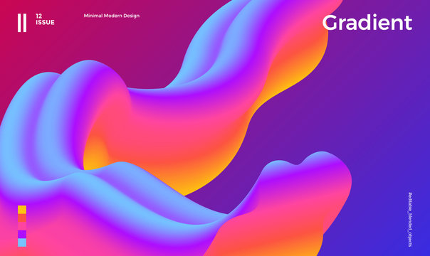 Trendy abstract design template with 3d flow shapes. Dynamic gradient composition. Applicable for landing pages, covers, brochures, flyers, presentations, banners. Vector illustration. Eps10