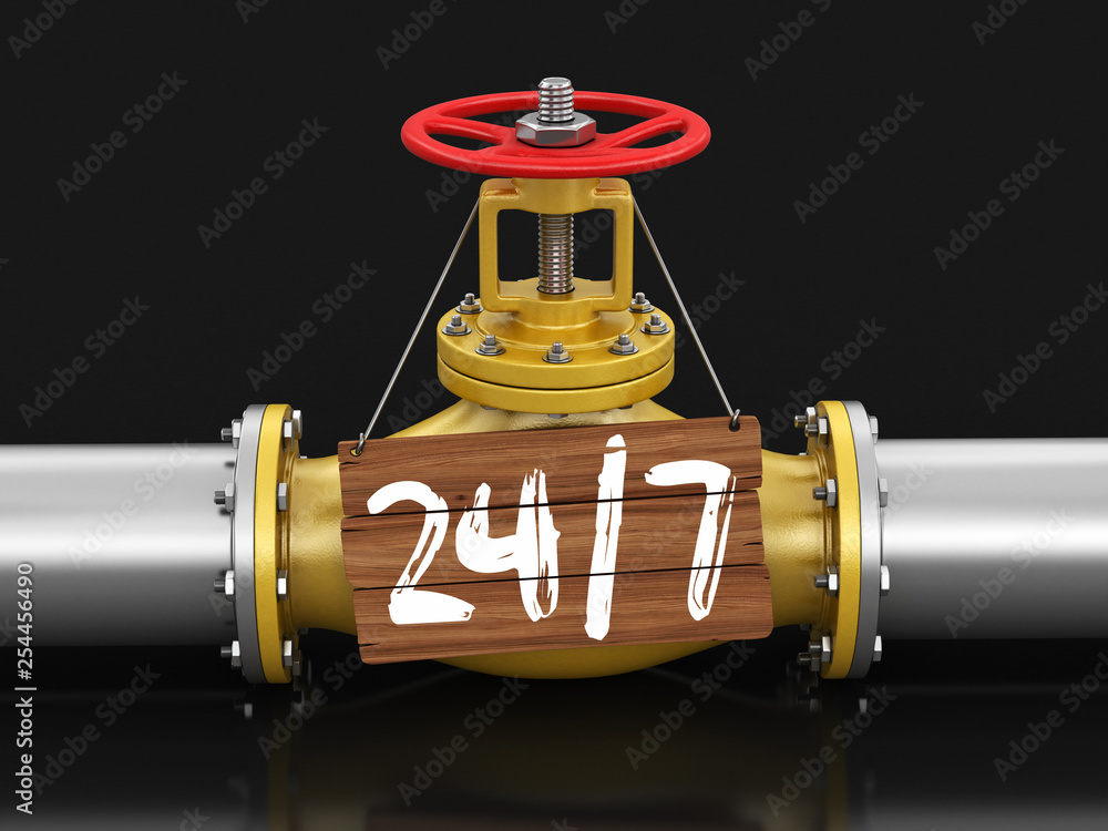 Poster pipeline with 24/7. image with clipping path