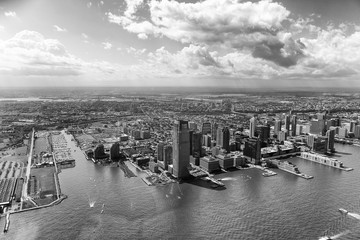 Jersey City amazing aerial skyline on a sunny summer day