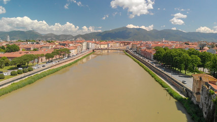 Obraz premium Aerial view of Pisa, Tuscany. City homes on a sunny day