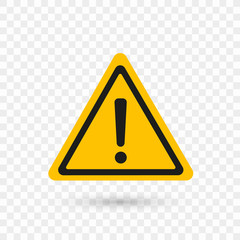 Danger symbol. Triangle on transparent background. Warning sign High voltage, danger. Vector illustration