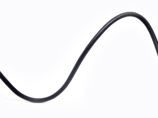 black wire cable on isolated white background