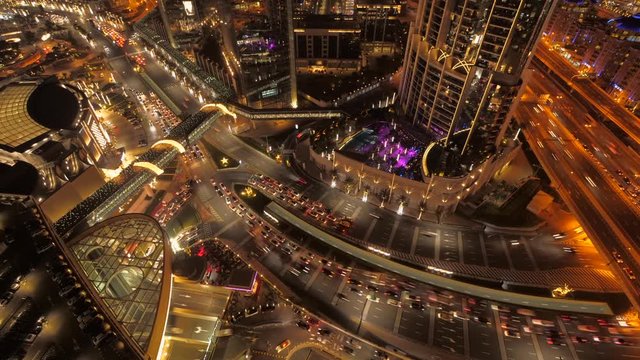 Illuminated Modern Futuristic Corporate Finance City Center at Night Lights 