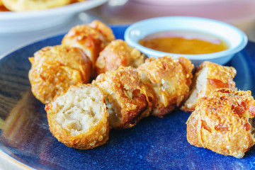 Traditional local chinese food of Deep Fried Crab Meat Rolls