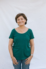 Senior woman on white background