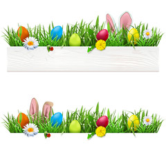 Vector Easter Border with Grass
