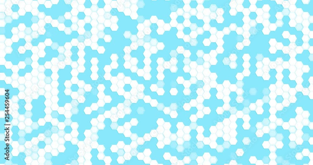 Poster 60fps abstract cg digital colorful loopable background - blue hexagons seamless loop 4k animation