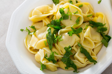 Ravioli with greens