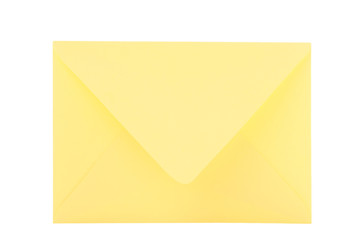 Yellow paper envelope isolated on white background