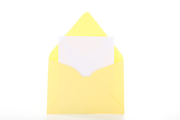 Blank paper with envelope isolated on white background