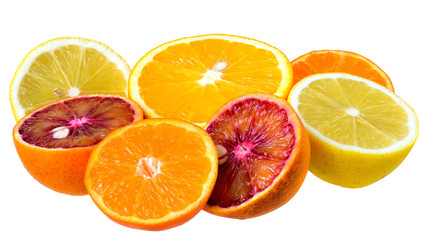 Grapefruit, orange, lemon and mandarin isolated