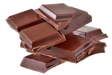 Cubes of chocolate isolated