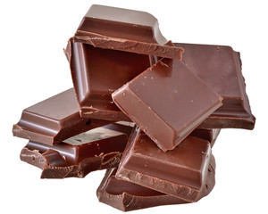 Cubes of chocolate isolated