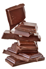 Cubes of chocolate tower isolated