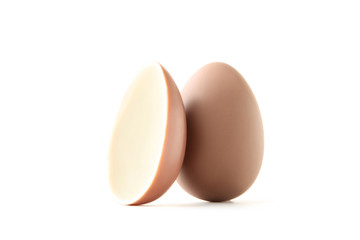 Chocolate easter eggs isolated on white