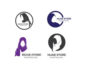 hijab logo vector,culture of woman muslim fashion