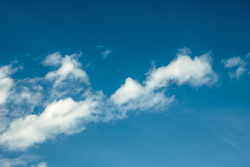 Blue sky with clouds forming drawing in the sky