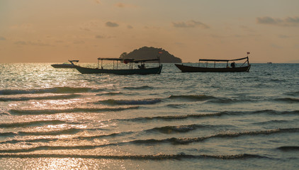 sunset sun over the warm sea