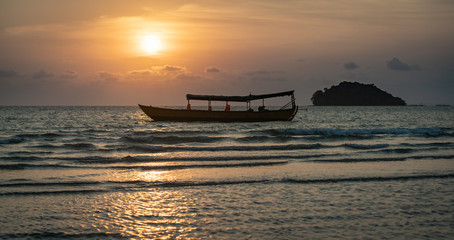 sunset sun over the warm sea