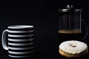 Breakfast food with black background