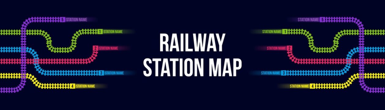 Creative vector illustration of railway station map, metro road infographic, train railroad route rail track, isolated on transparent background. Art design template. Abstract concept graphic element